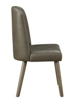 Set of Two Gray Faux Leather And Solid Wood Dining Side Chairs