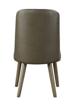 Set of Two Gray Faux Leather And Solid Wood Dining Side Chairs