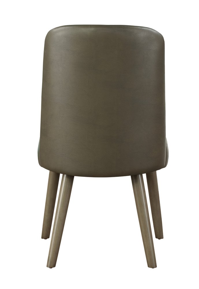 Set of Two Gray Faux Leather And Solid Wood Dining Side Chairs