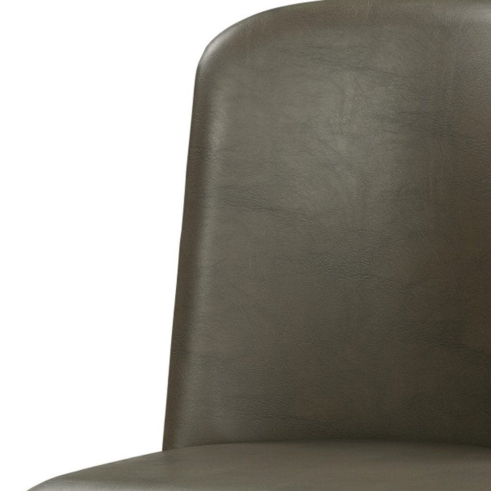 Set of Two Gray Faux Leather And Solid Wood Dining Side Chairs