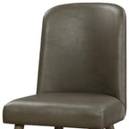Set of Two Gray Faux Leather And Solid Wood Dining Side Chairs