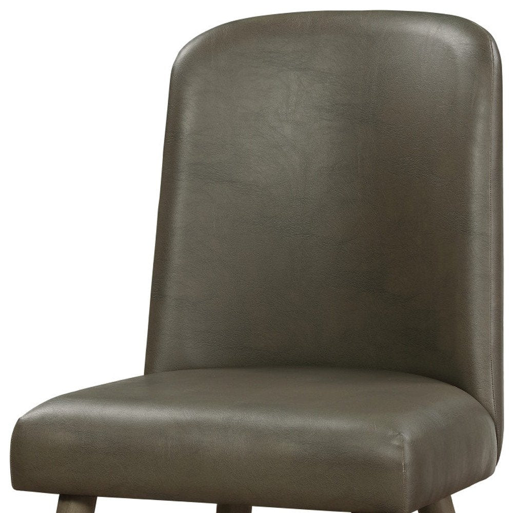 Set of Two Gray Faux Leather And Solid Wood Dining Side Chairs