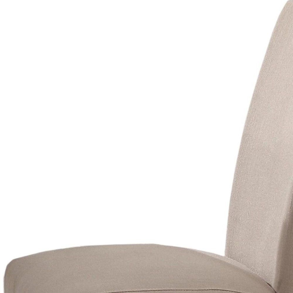 Set of Two Taupe And Dark Brown Linen And Solid Wood Dining Side Chairs