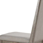 Set of Two Gray Fabric And Solid Wood Dining Side Chairs