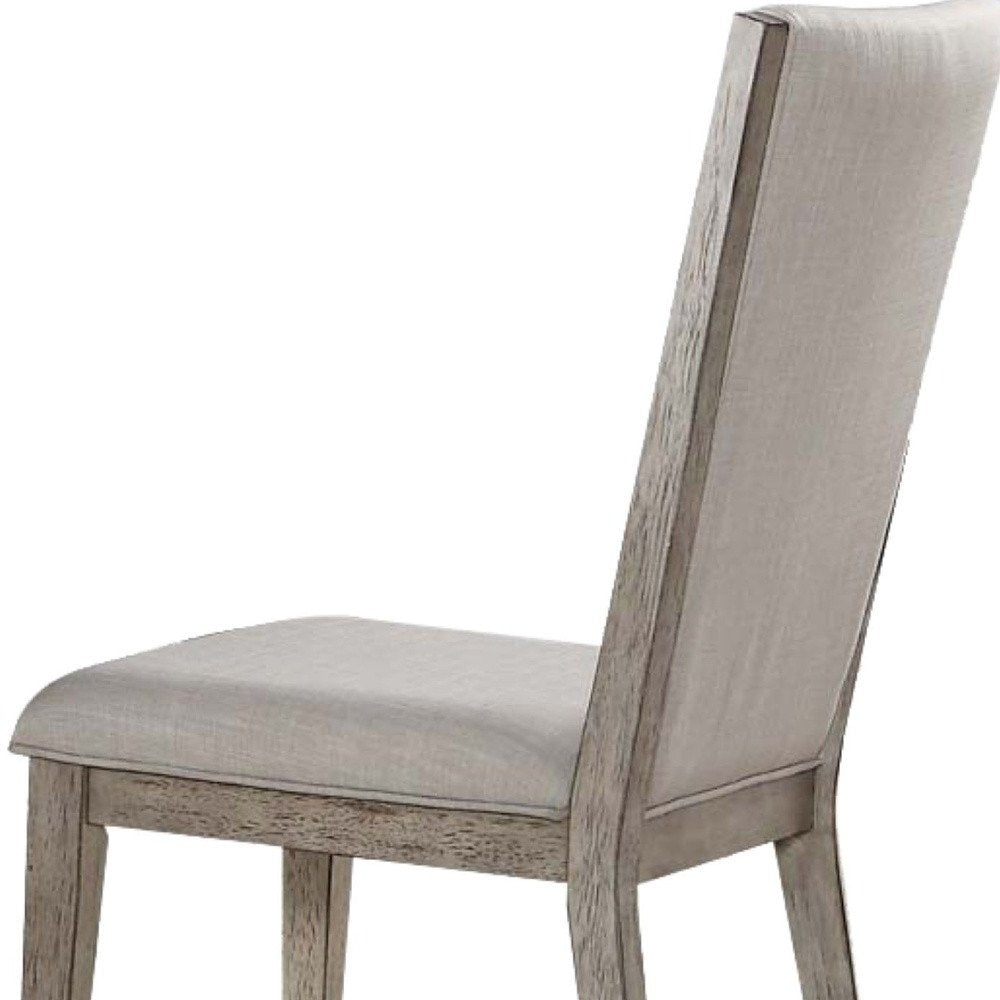 Set of Two Gray Fabric And Solid Wood Dining Side Chairs