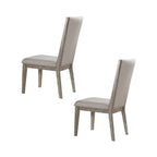 Set of Two Gray Fabric And Solid Wood Dining Side Chairs