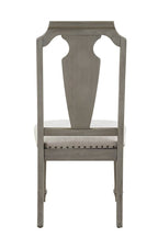 Set of Two Beige And Oak Linen And Solid Wood Open Back Dining Side Chairs