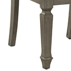 Set of Two Beige And Oak Linen And Solid Wood Open Back Dining Side Chairs
