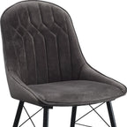 Set of Two Gray And Black Tufted Fabric And Wood Dining Side Chairs