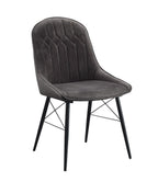 Set of Two Gray And Black Tufted Fabric And Wood Dining Side Chairs