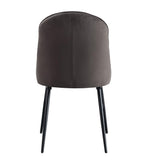 Set of Two Gray And Black Tufted Fabric And Wood Dining Side Chairs