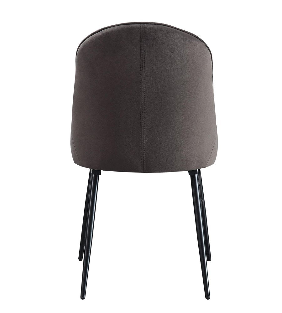 Set of Two Gray And Black Tufted Fabric And Wood Dining Side Chairs