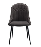 Set of Two Gray And Black Tufted Fabric And Wood Dining Side Chairs