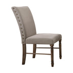 Set of Two Cream And Oak Linen And Wood Dining Side Chairs