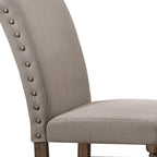 Set of Two Cream And Oak Linen And Wood Dining Side Chairs