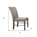 Set of Two Cream And Oak Linen And Wood Dining Side Chairs