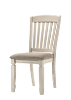 Set of Two Tan And Cream Fabric And Solid Wood Slat Back Dining Side Chairs