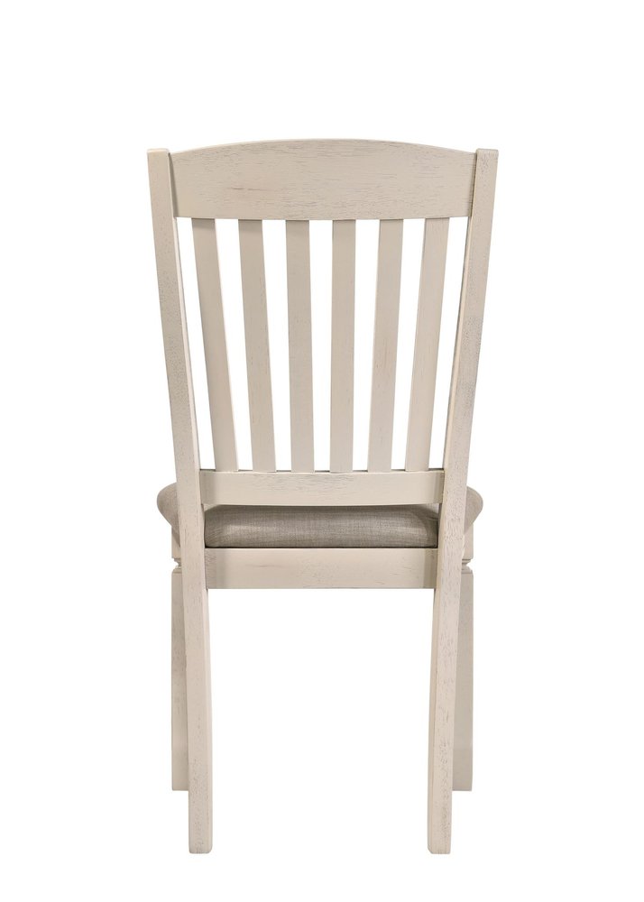 Set of Two Tan And Cream Fabric And Solid Wood Slat Back Dining Side Chairs