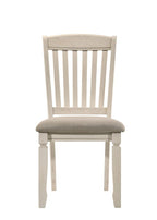 Set of Two Tan And Cream Fabric And Solid Wood Slat Back Dining Side Chairs