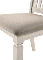 Set of Two Tan And Cream Fabric And Solid Wood Slat Back Dining Side Chairs