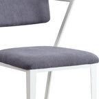 Set of Two Gray And White Fabric And Metal Partially Open Back Dining Side Chairs