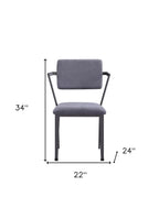 Set of Two Gray And Gunmetal Fabric And Metal Open Back Dining Side Chairs