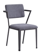 Set of Two Gray And Gunmetal Fabric And Metal Open Back Dining Side Chairs