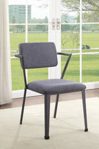 Set of Two Gray And Gunmetal Fabric And Metal Open Back Dining Side Chairs