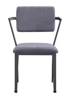 Set of Two Gray And Gunmetal Fabric And Metal Open Back Dining Side Chairs