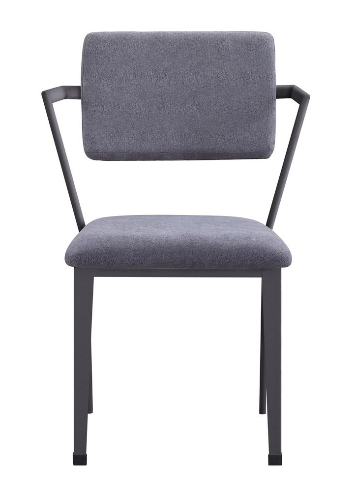 Set of Two Gray And Gunmetal Fabric And Metal Open Back Dining Side Chairs