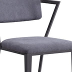Set of Two Gray And Gunmetal Fabric And Metal Open Back Dining Side Chairs