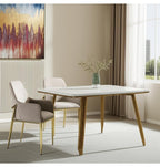 Set of Two Gray and Gold Velvet And Wood and Metal Dining Side Chairs