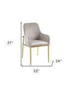 Set of Two Gray and Gold Velvet And Wood and Metal Dining Side Chairs