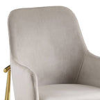 Set of Two Gray and Gold Velvet And Wood and Metal Dining Side Chairs