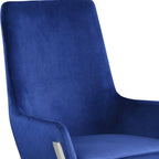 Set of Two Blue And Silver Tufted Velvet And Metal Dining Side Chairs
