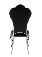 Set of Two Black And Silver Faux Leather And Stainless Steel Dining Side Chairs