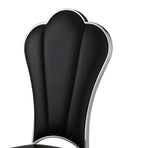 Set of Two Black And Silver Faux Leather And Stainless Steel Dining Side Chairs
