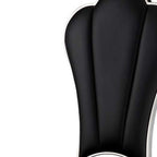 Set of Two Black And Silver Faux Leather And Stainless Steel Dining Side Chairs