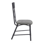 Set of Two Gray And Black Fabric And Metal Cross Back Dining Side Chairs