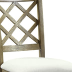 Set of Two Beige And Oak Linen And Solid Wood Cross Back Dining Side Chairs