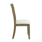 Set of Two Beige And Oak Linen And Solid Wood Cross Back Dining Side Chairs