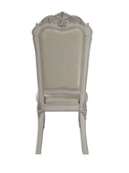 Set of Two White Fabric And Faux Leather And Wood Floral Print Dining Side Chairs