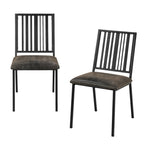 Set of Two Black Faux Leather And Metal Slat Back Dining Side Chairs