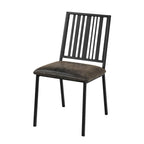 Set of Two Black Faux Leather And Metal Slat Back Dining Side Chairs