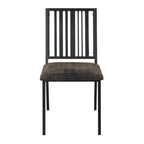 Set of Two Black Faux Leather And Metal Slat Back Dining Side Chairs