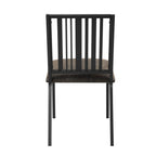 Set of Two Black Faux Leather And Metal Slat Back Dining Side Chairs