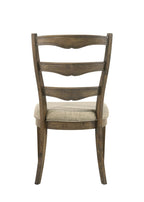 Set of Two Beige And Oak Fabric And Solid Wood Ladder Back Dining Side Chairs