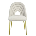 Set of Two Beige And Gold Faux Shearling And Steel Partially Open Back Dining Side Chairs