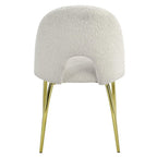 Set of Two Beige And Gold Faux Shearling And Steel Partially Open Back Dining Side Chairs