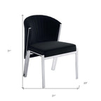 Set of Two Black And Silver Velvet And Steel Dining Side Chairs